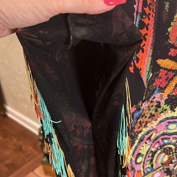 FUZZI stitch print tulle fringe dress, size M! - Picture 5 of 10